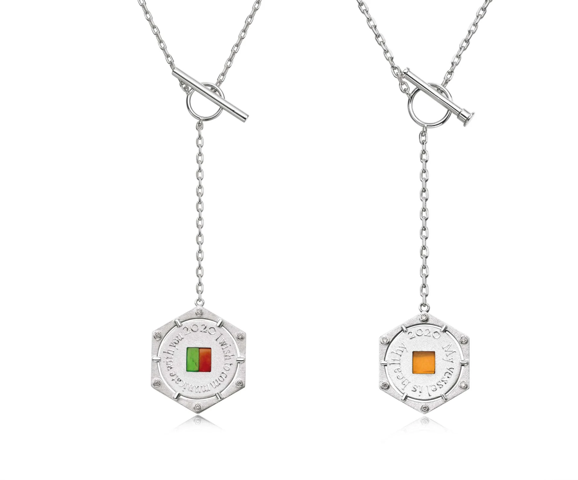 Carrie puyan yang kolczyki: bursztyn bałtycki, jadeit, srebro, cyrkonie