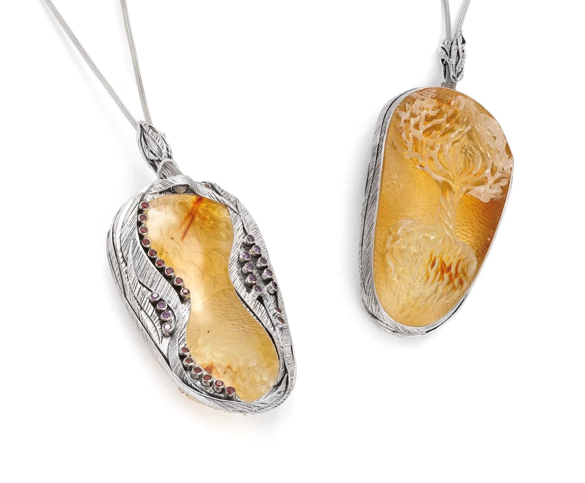 Dorota cenecka naszyjniki: bursztyn bałtycki, srebro, cyrkonie