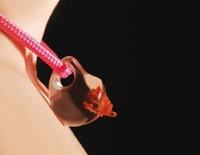 Irmina Fularczyk, wisior: bursztyn bałtycki, żywica