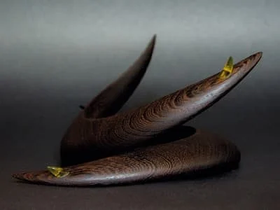 Aneta Pankowska: szablon anatomiczny - bursztyn bałtycki, drewno